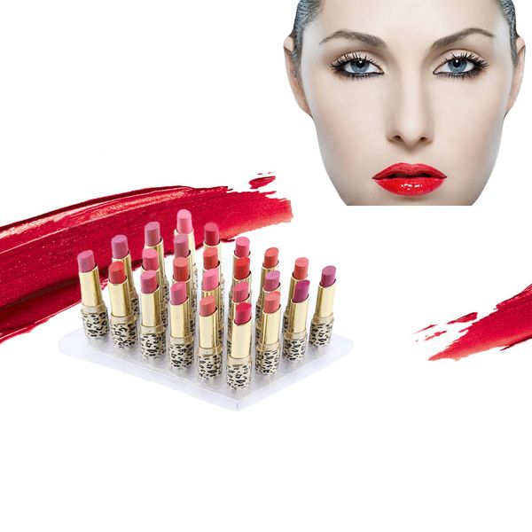 

24pcs leopard print lipsticks moisturizing lip balms waterproof and long lasting 12 colors lipsticks set