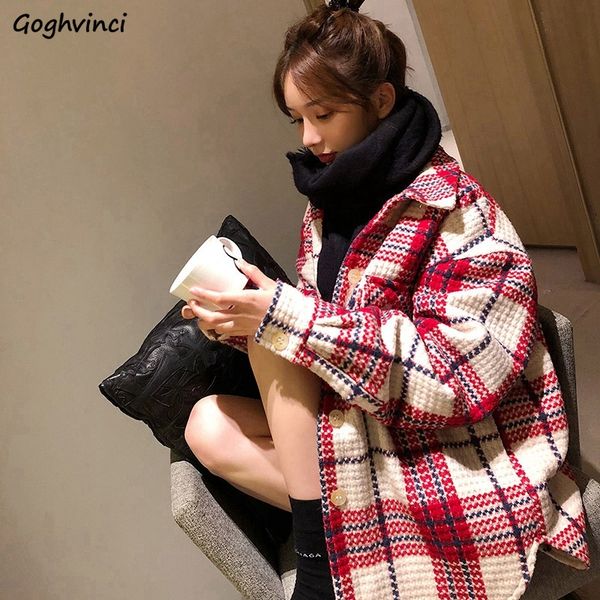 

wool coat women long plaid coats korean style elegant womens new fashion clothes turn-down collar females sale, Black