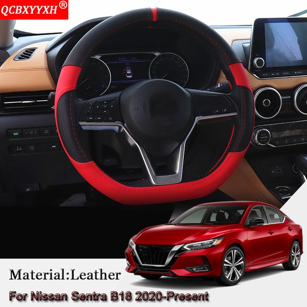 

car styling leather car steering wheel cover steering-wheel hubs interior accessories for sentra b18 2020-present