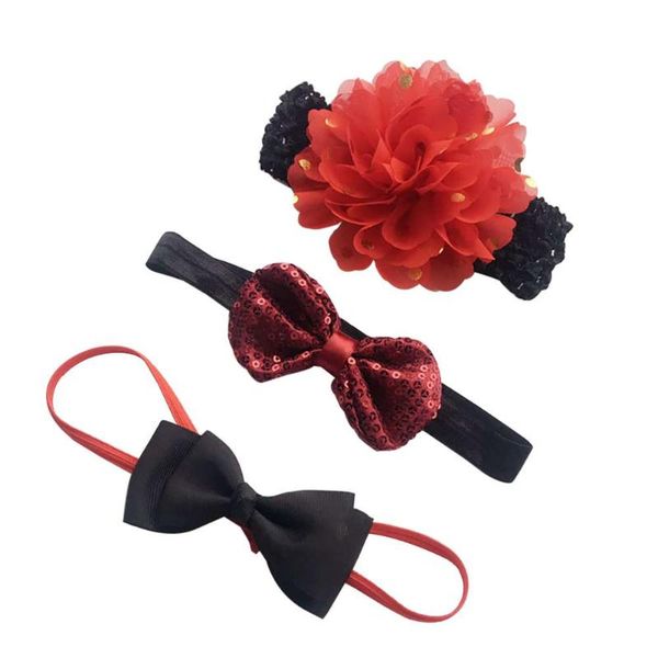 

новый 3 шт baby girl цветочные bowknot упругие ободки отдыха партии диапазона волос головные уборы аксессуары, Slivery;white