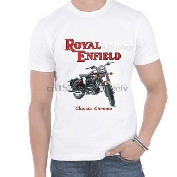 

royal enfield classic chrome biker enthusiast t shirt, White;black