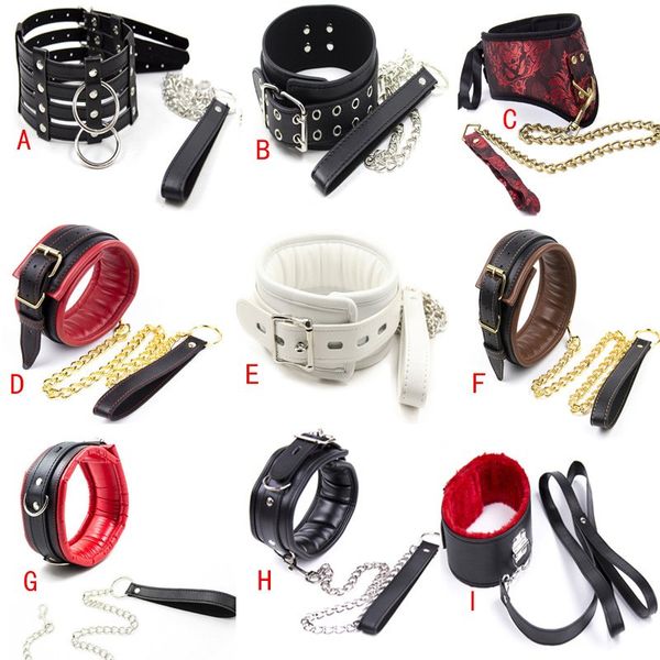 Pescoço Collars Bondage Restripts Gola Escrava com Cadeia Brinquedos Sexuais para Mulher Adulto Jogos Collar BDSM Cosplay