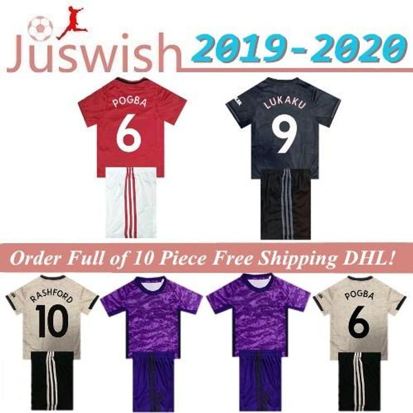 

fc manchester pogba soccer jersey 2019 2020 lingard lukaku rashford football shirt united utd 19 20 uniforms boys kids kit jerseys, Black
