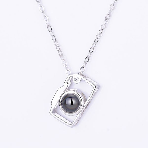 

2019 customized 925 sterling silver gift engrave text p 100 languages camera pendant necklaces