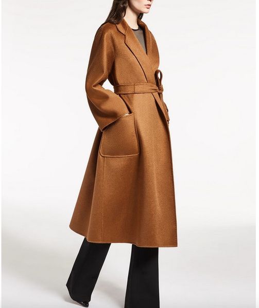 

obrix new style fashionable long coat for women 100% cashmere warm female autumn trench y190920, Tan;black