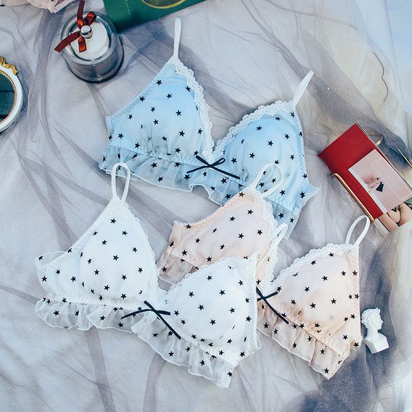 

spcity япония сладкий лук бюстгальтера женщин рябить бюстгальтер бесшовные bralette black stars печать сексуальное белье фея sense белье лол, Red;black