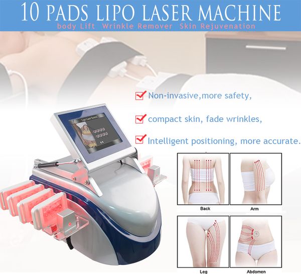 Taşınabilir Lipo Lazer Makinesi Ev Kullanımı Güzellik Zayıflama Ekipmanları 650nm 10 ADET Lazer Pedleri Lipolaser Cihazı