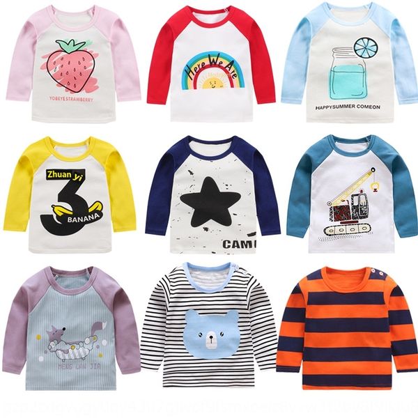 

autumn children's cotton base long-sleeved t- baby casual cartoon round collar shoulder sleeve shirt t-shirt shirt, Blue