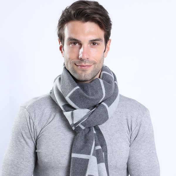 

autumn winter wool men scarf foulard plaid male scarves fashion casual design scarfs men luxury bufandas hombre, Blue;gray