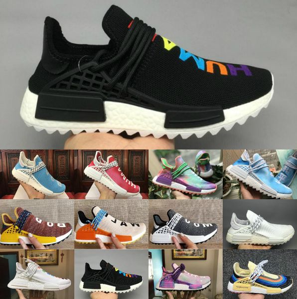 

2019 Human Race nmds Pharrell Williams мужчины женщины Спортивные кроссовки Черный Белый Серый Primeknit PK бегун XR1 R1 R2 Кроссовки