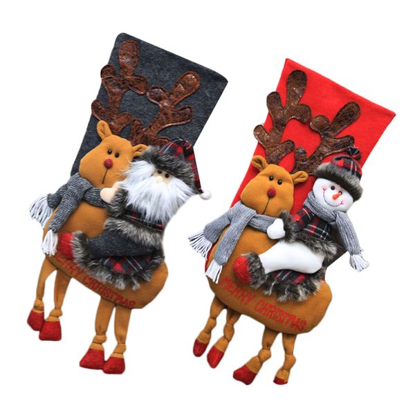

xmas socks santa claus ornament creative candy gift bag snowman new year christmas tree decoration navidad hanging natal