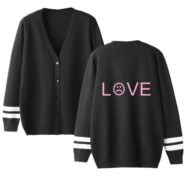 

new lovers sweater lil peep autumn streetwear cardigan sweater casual v-neck long sleeve crochet knit sweater coat female, White;black
