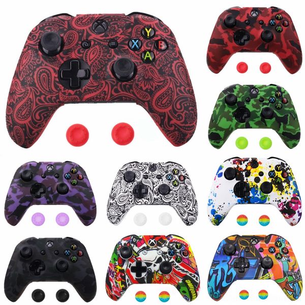 

bzxk7 чехол camo силиконовая защитная кожа камуфляж втулки крышки резиновые для xbox one x s controller protector