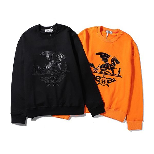 

мужская женская повседневная кофты мужские сплошной цвет топы молодежь мужчины вышитые пуловер одежда 2019 осень новый тренд горячей продажи, Black