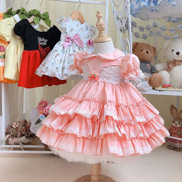 

2020 summer princess dress spanish dress short sleeves ball gown party for bady girls clothes 1-4 years, Red;yellow