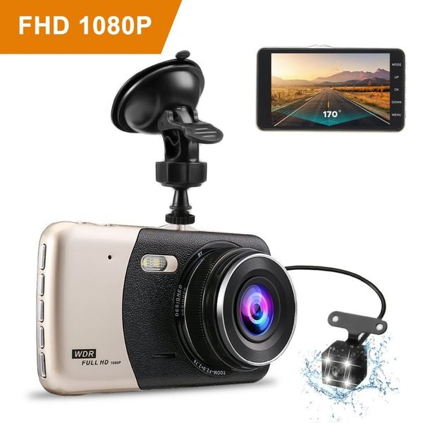 

dual lens car dvr camera camcorder full hd 1080p 4 inch auto dash cam video recorder with led night vision rear view camera