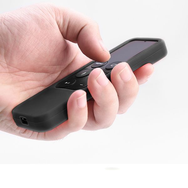 

home sleeve protective case silicone durable remote control cover removable portable black soft shockproof lanyard for apple tv4