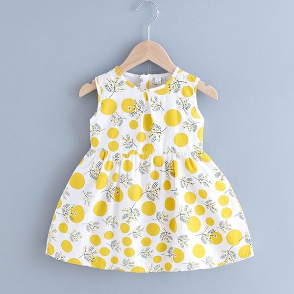 

girl's dresses telotuny dress toddler baby kids girls sleeveless ruched dot printed princess outfits (1-6year) summer 2021may, Red;yellow