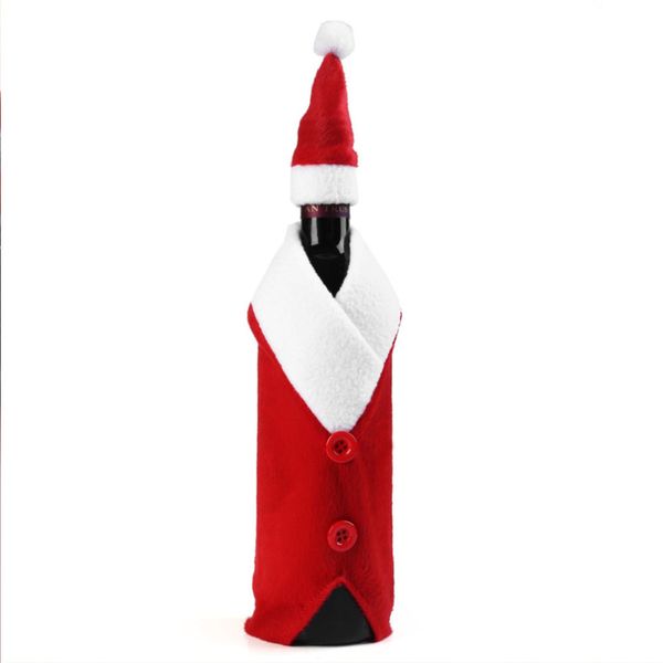 

new for christmas wine bottle set santa claus button decor cover cap clothes kitchen decoration for christmas dinner party