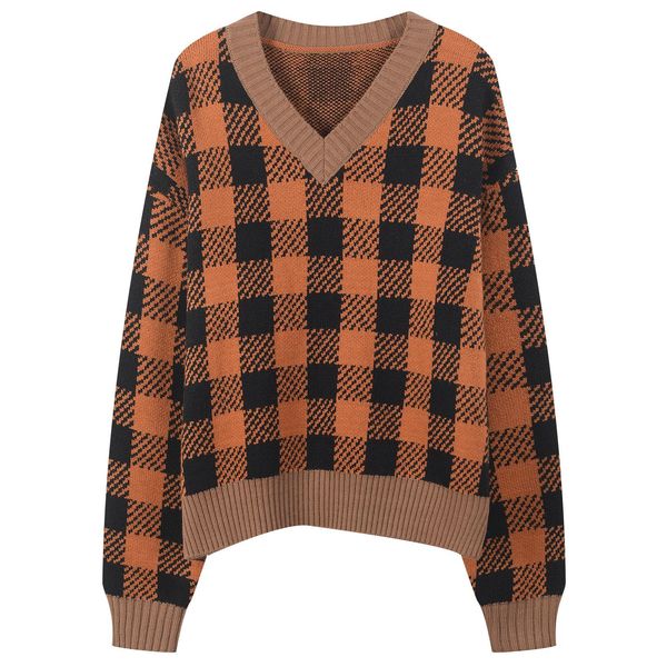 

1228 2020 весна бренд тот же стиль свитер пуловер v образным вырезом с длинным рукавом роскошная женская одежда плед yl, White;black