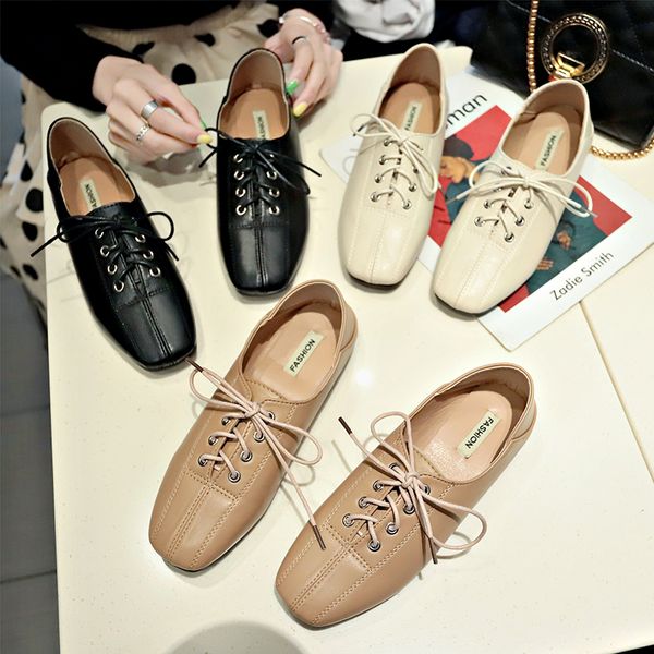 

women shoes autumn british style oxfords women's casual female sneakers flats modis soft square toe fall preppy leather dress, Black