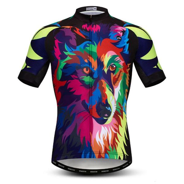 

weimostar bike team racing cycling jersey shirt summer mtb bicycle cycling clothing bike jersey colorful wolf, Black;red