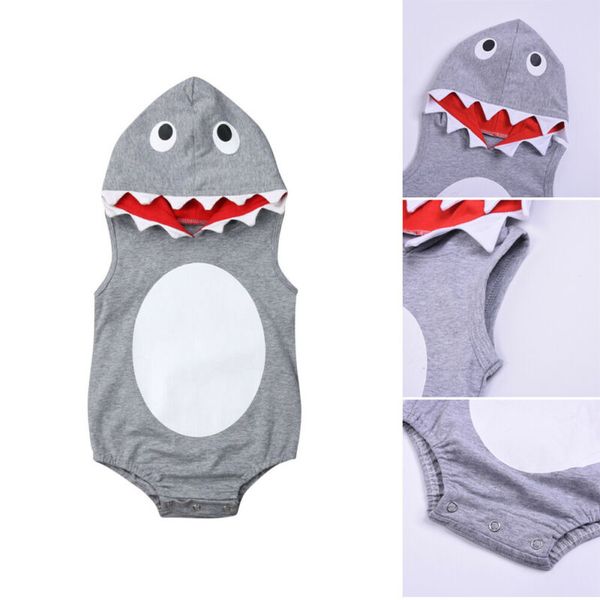

0-24m cute newborn baby boys hooded sleeveless vest bodysuit summer casual baby outfits kids costume, Blue