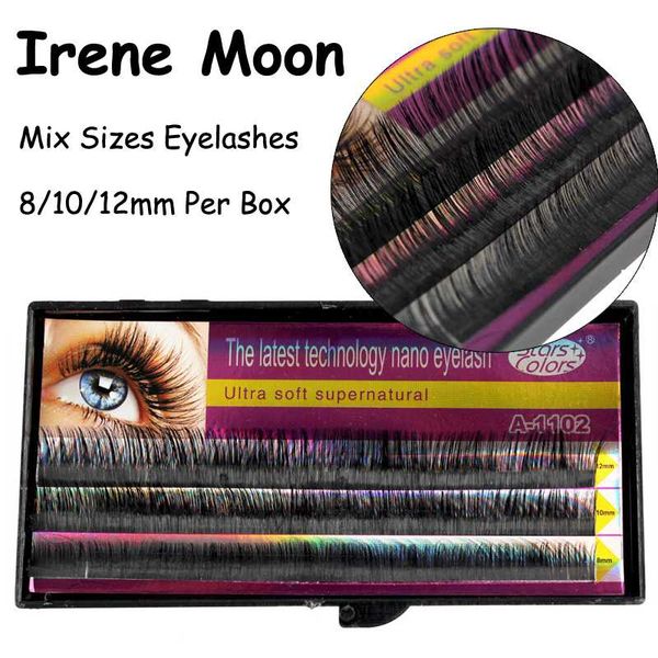 

false eyelashes mixed 8/10/12mm individual eyelash extension faux cils fake eye lashes black ultra soft sythetic hair