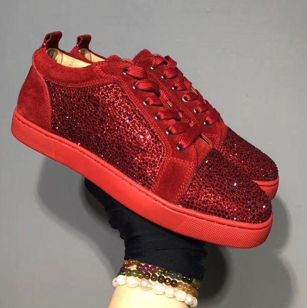 

2020 designer fashion luxury red bottoms studded spikes flats shoes for men women black party lovers genuine leather casual sneakers 35-47