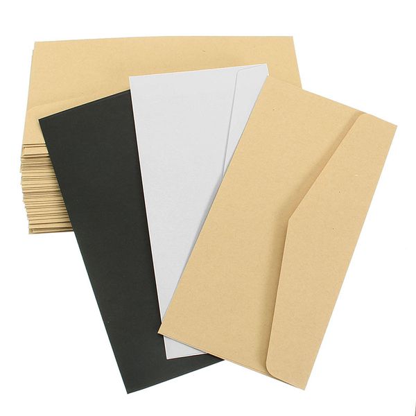 

kicute 50pcs classical window envelopes solid white kraft blank mini paper for wedding invitation envelope gift envelope 22*11cm