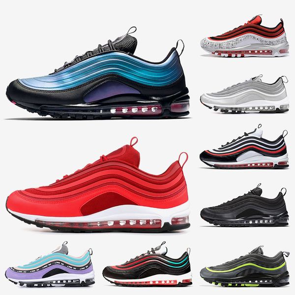 

cushions women mens 97s running shoes laser fuchsia gym red tie dye black triple white ultra se mens trainers sports sneakers, White;red