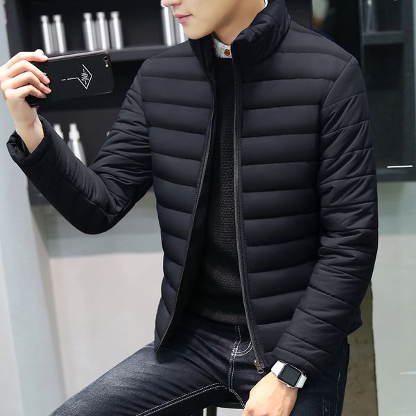 

men winter parkas cotton padded thick male jacket spring autumn outerwear men's clothing black blue red size -4xl, Tan;black