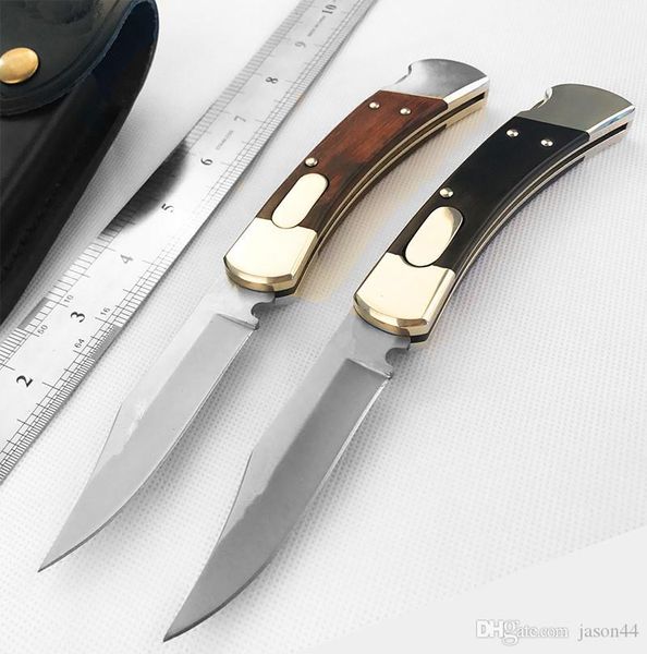 

Jason high quality double mode automatic knife yellow/black sandalwood handle auto blade brass casting strong spring excellent hunting knife