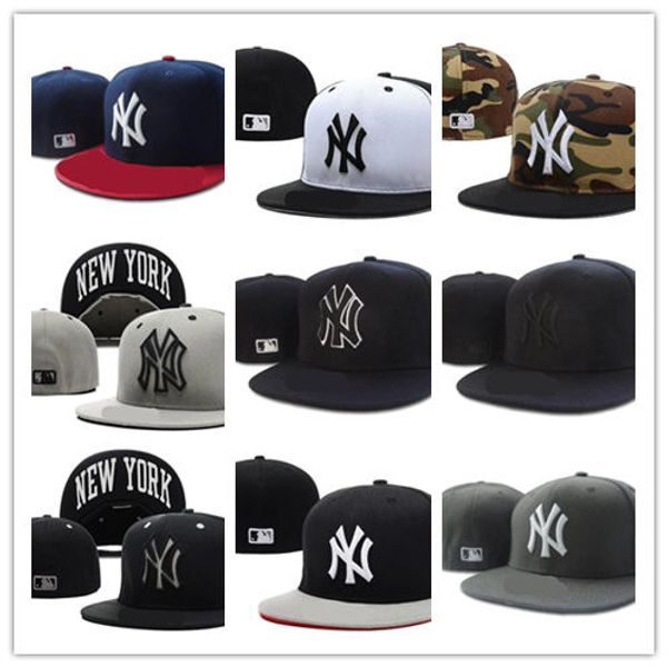 

new york letter baseball caps chapeu bone men and women sports hiphop full closed fitted hats, Blue;gray