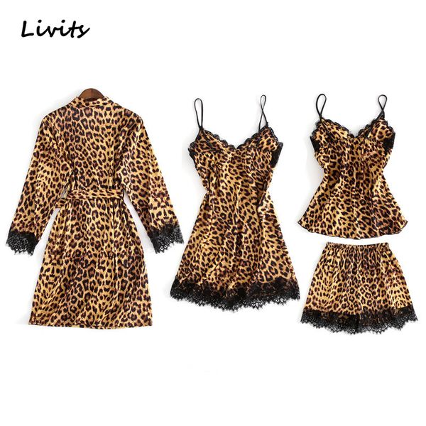 

женская пижама комплект мягкий леопард кружева сексуальная шелковая атласная пижама пижамы пижамы v образным вырезом без рукавов пижамы для, Black;red