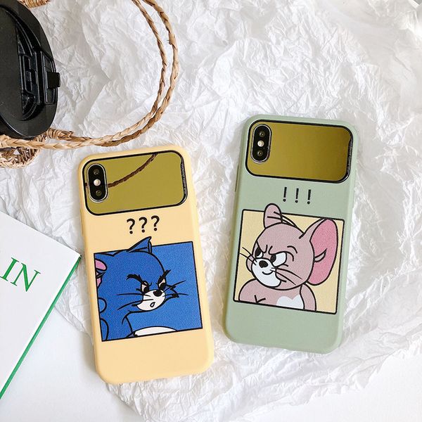 

for iphone xs max x xr phone case cat and mouse for iphone 7 8 6 plus makeup mirror soft cell phone cases