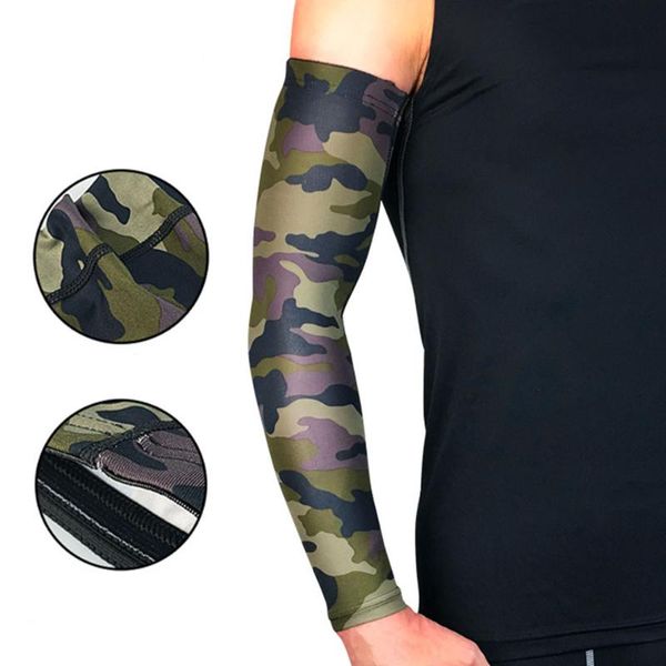 

dayselect 1pcs camouflage arm warmers sports arm guard basketball volleyball sleeves armband sport elastic elbow pads, Black;gray