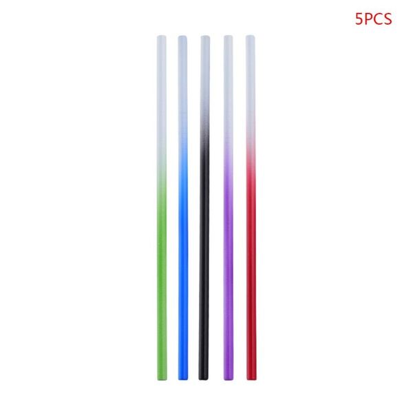 

5pcs reusable gradient color drinking straw stainless steel straws party utensil disposable cups straws