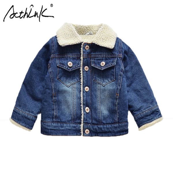 

acthink new boys lamb fur jacket baby boys winter fur coat oys denim thermal jacket infant chic warm, Blue;gray