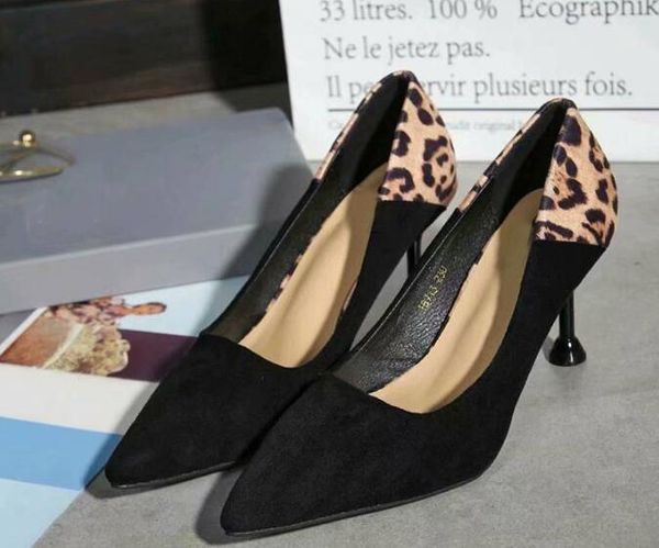 

new arrival womens leopard grain single high heel pumps pointed toes party wedding dress real leather ladies slip on shoes sz35-39, Black