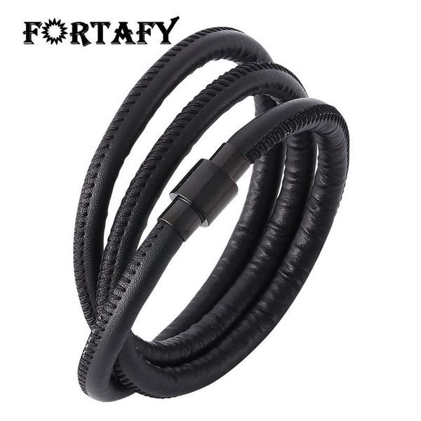 

selling women jewelry men black leather bracelet male stainless steel magnetic clasps vintage female bracelet bangles wp737, Golden;silver
