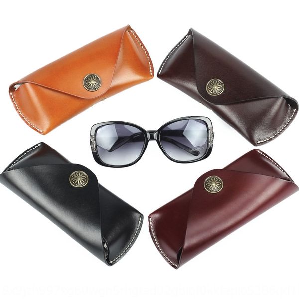 

ab9td handmade head layer vegetable tanning leather pure cowhide light portable japanese genuine leather cover men's glasses case glass, Blue