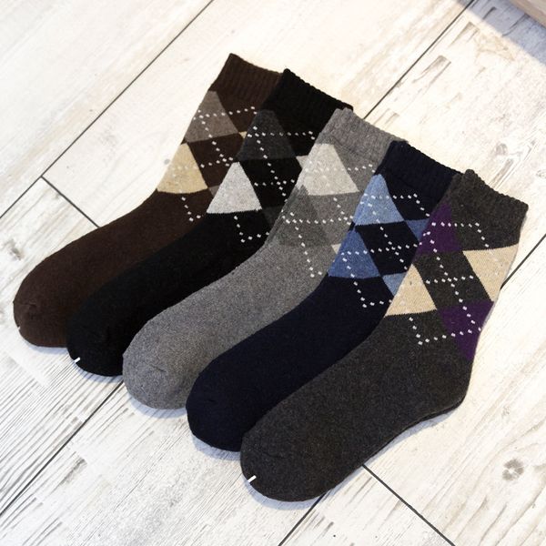 

autumn winter busniess men's rabbit hair stocking pattern long thick warm stocks gradient color male's fashion personality socks, Black