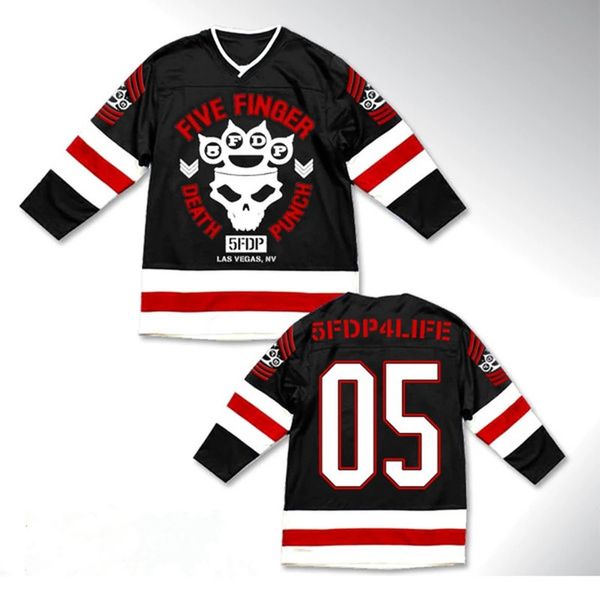 

custom men's five finger death punch knuckle crown limited edition black hockey jersey your name and number stitched size s-6xl customi, Black;red