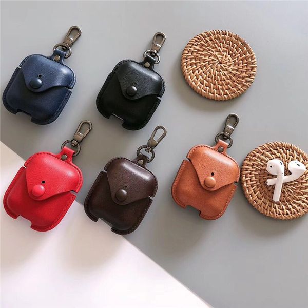 

for airpods case bussiness style pu leather wireless bluetooth earphone cases for apple airpods 2 cover funda fashion