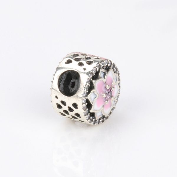 

wholesale- flower charm beads luxury designer jewelry with box for 925 sterling silver cz diamond diy women's bracelet bead, Bronze;silver