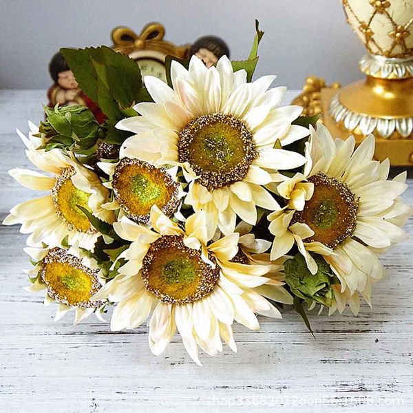 

artificial flowers garden autumn living room home decor with leaves deskeuropean style 13 heads office fake sunflower cloth