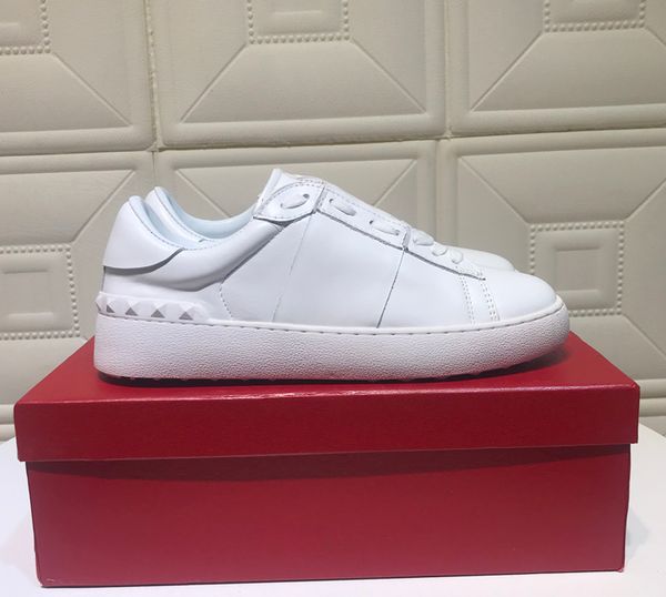 

casual shoes designer fashion women men brand new white studded spikes lace up shoes sneakers with box 100% real p, Black