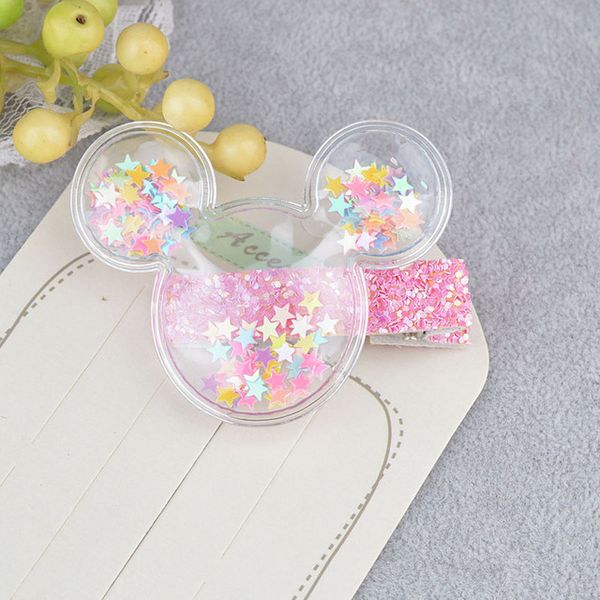 

New transparent PU with colorful Sequin Star Kids hair clips kids stars lovely crown hairpin girls hair accessories, Multi-color