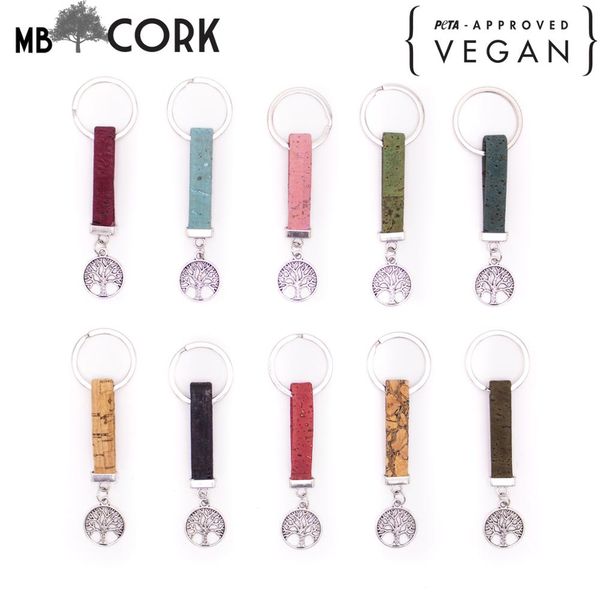 

colorful cork with tree pendant simple style colorful cork handmade keychain i-061-mix-10, Silver